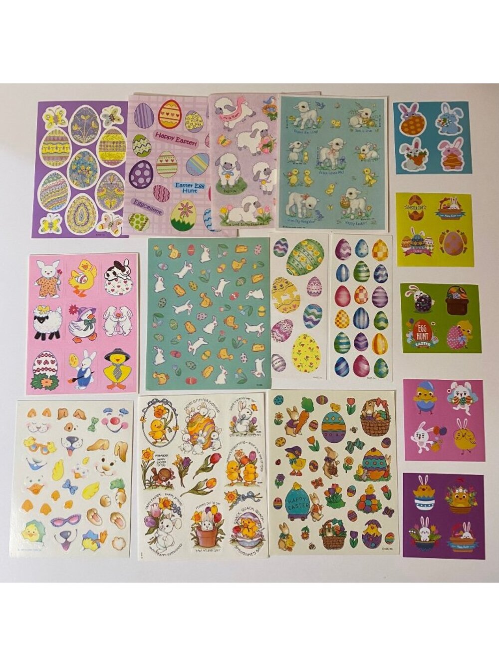 Vintage & Modern Easter Stickers Set Bunnies Chicks Lamb Eggs & More